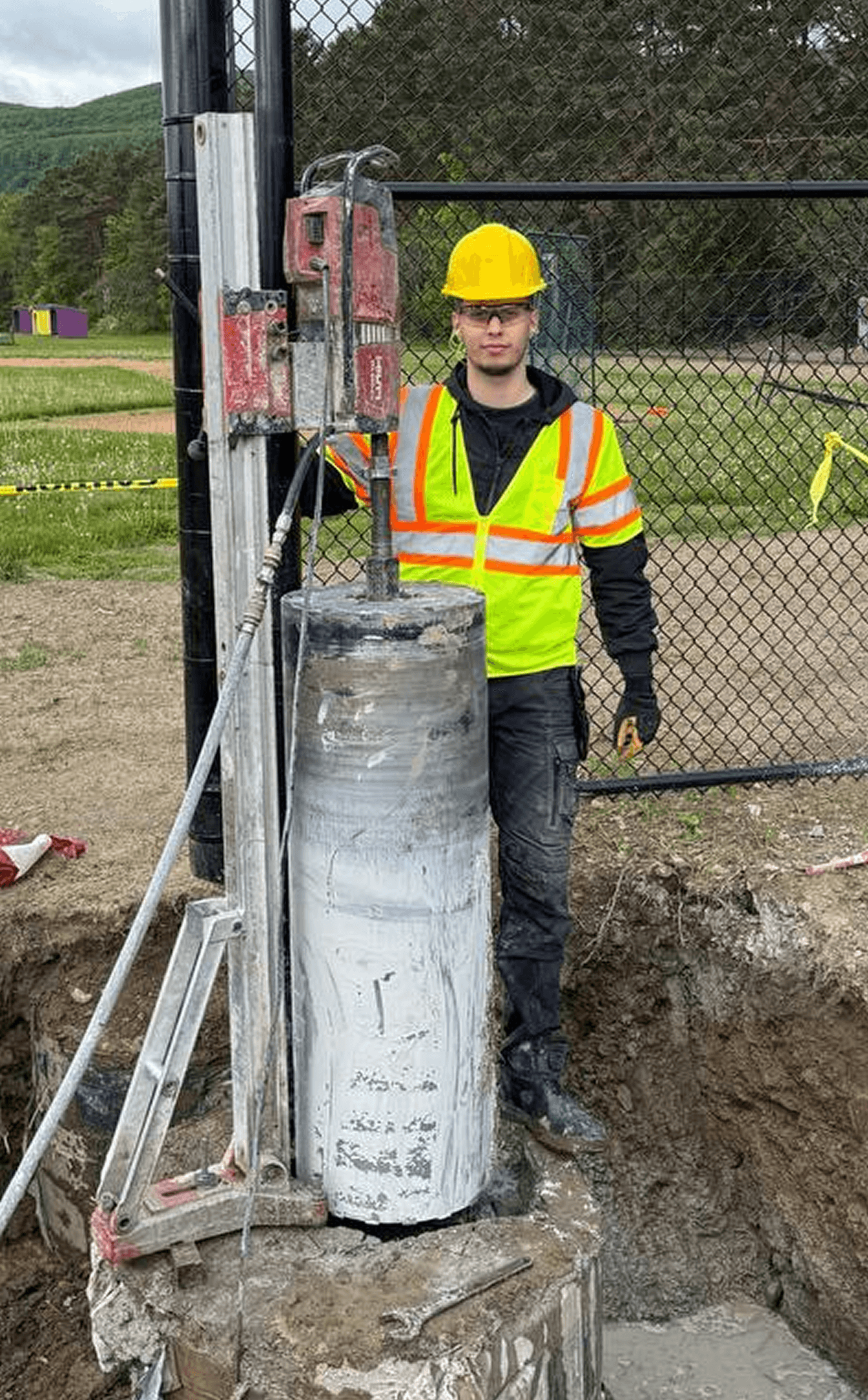 RedCore technician core drilling on site
