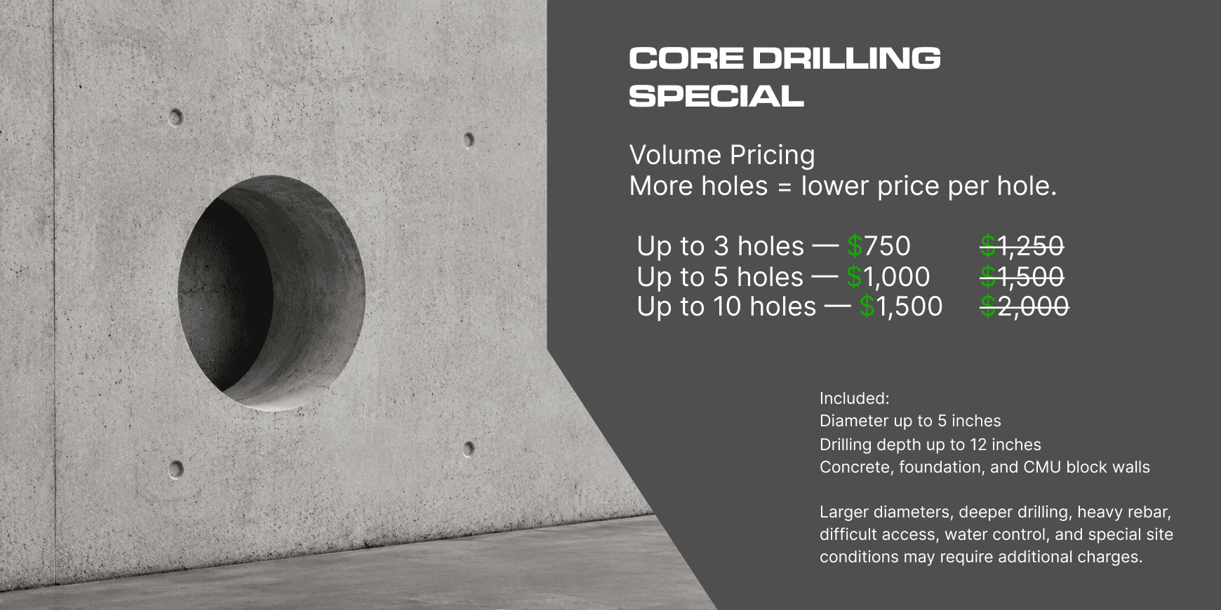 Concrete cutting offer