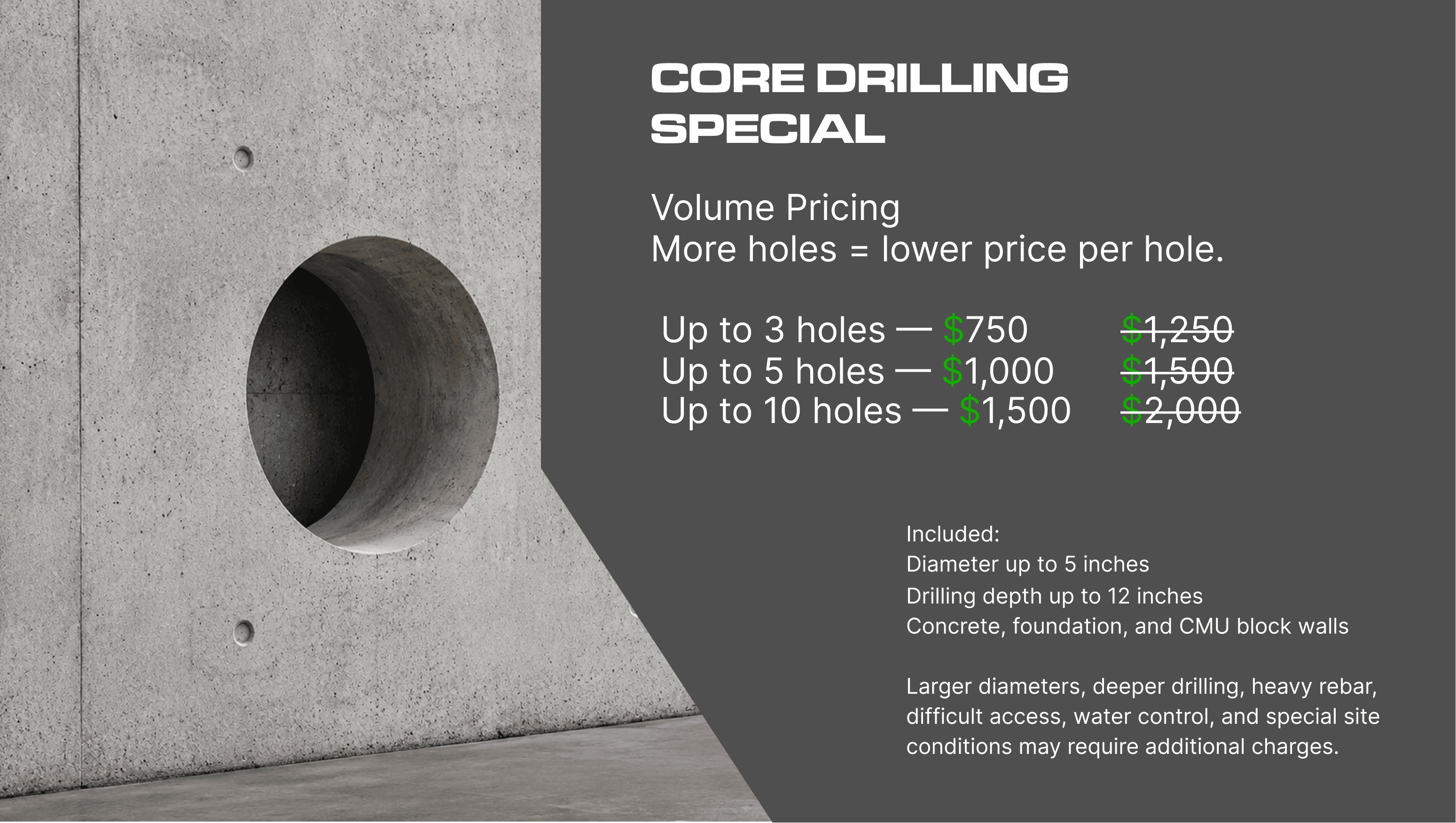 Concrete cutting offer